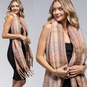 Blush Plush Winter Fringe Scarf